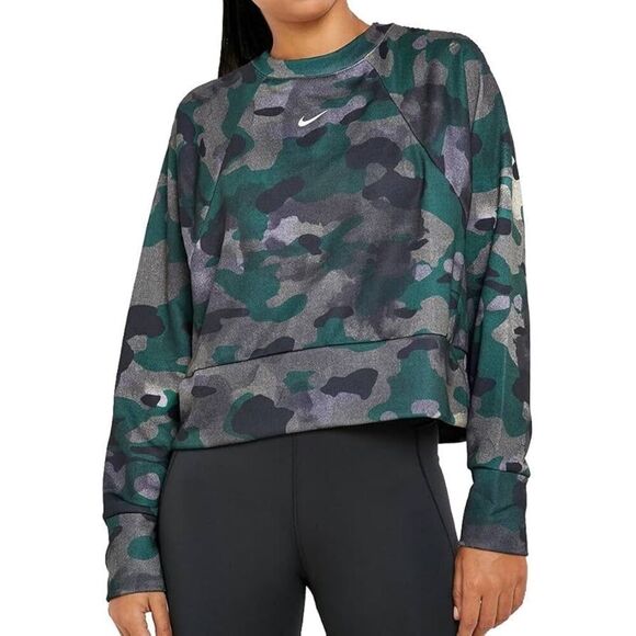 Nike Rebel Camo Dri-fit Crop Jersey Sweatshirt Camouflage Women’s Size XL - Picture 2 of 10